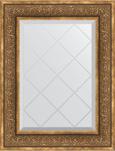 BY 4034 Зеркало с гравировкой в багетной раме - вензель бронзовый 101 mm EVOFORM Exclusive-G