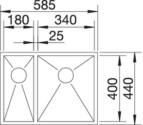 521614 Кухонная мойка Blanco Zerox 340/180-U чаша справа  Blanco Zerox - Вид №2