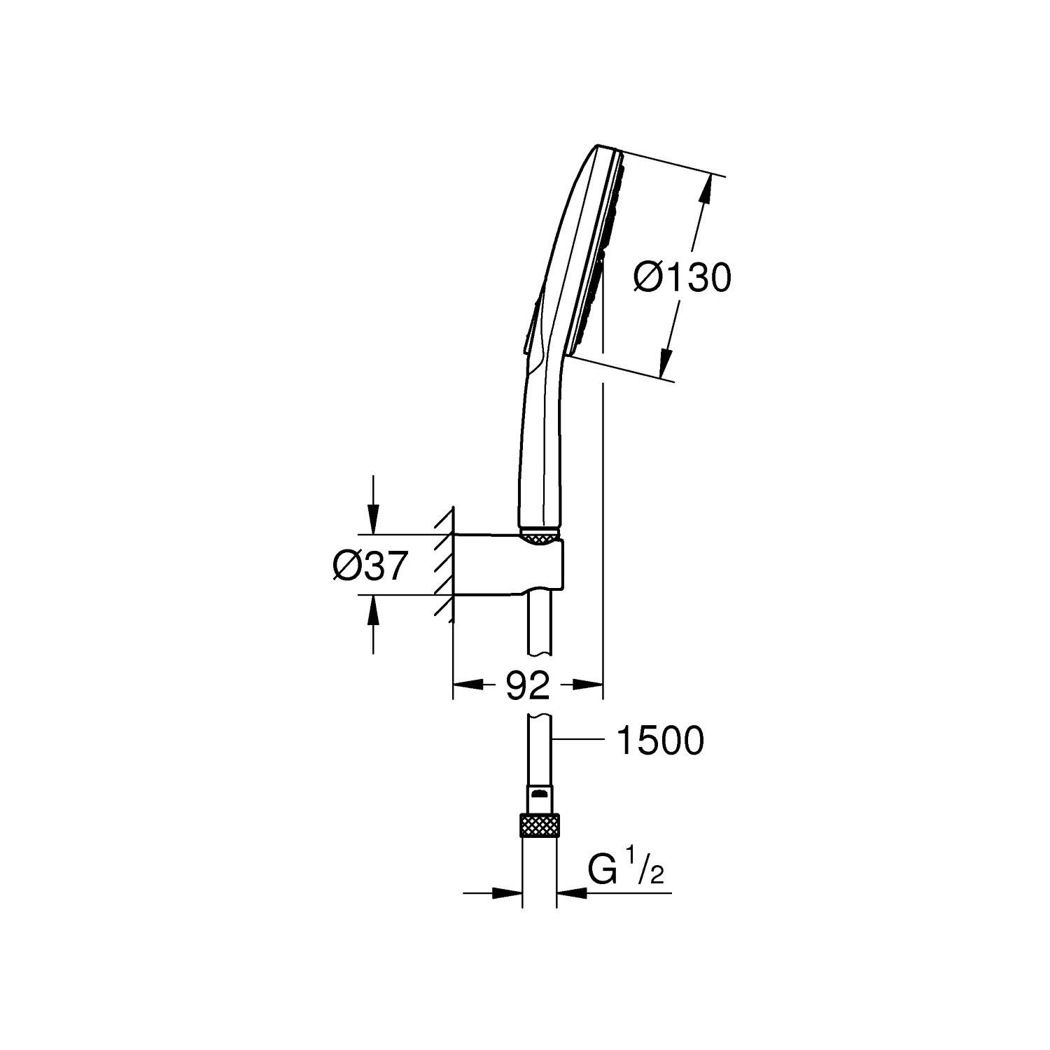 Душевой набор GROHE Rainshower SmartActive 130, 3 вида струй, белая луна (26581LS0) - Вид №1