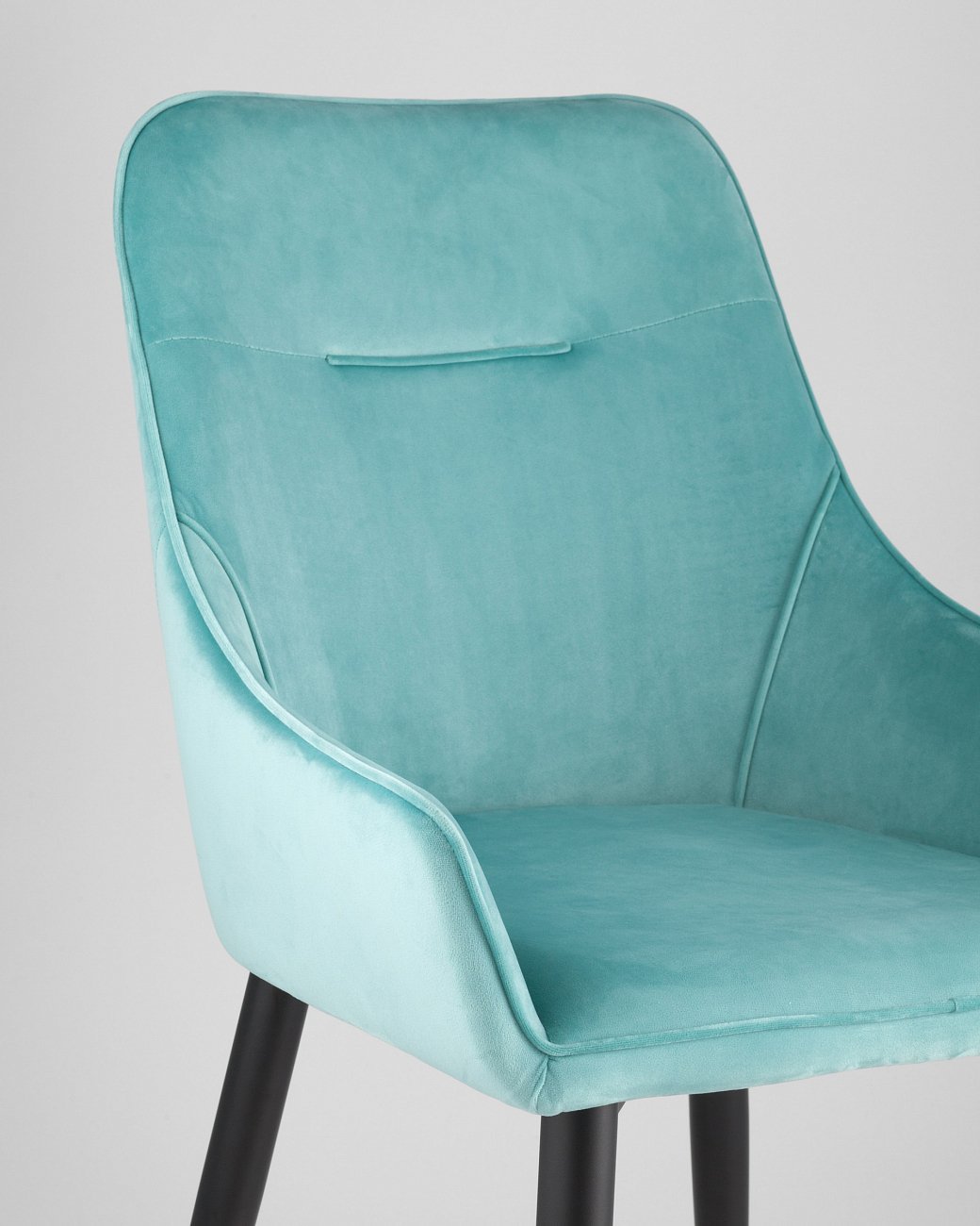 Стул с подлокотниками мягкий мятный с черными металлическими ножками "Диана" STOOL GROUP ДИЗАЙНЕРСКИЕ 00-3881950 Голубой  - Вид №5