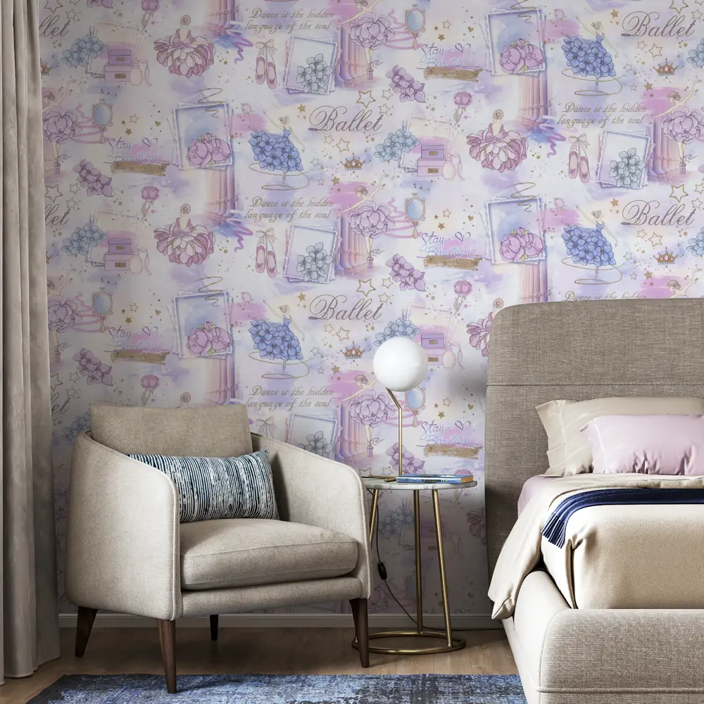 Palitra Home Ballet: Флизелиновые обои нежно-розового оттенка 84756202 STLM-0054622 - Вид №2