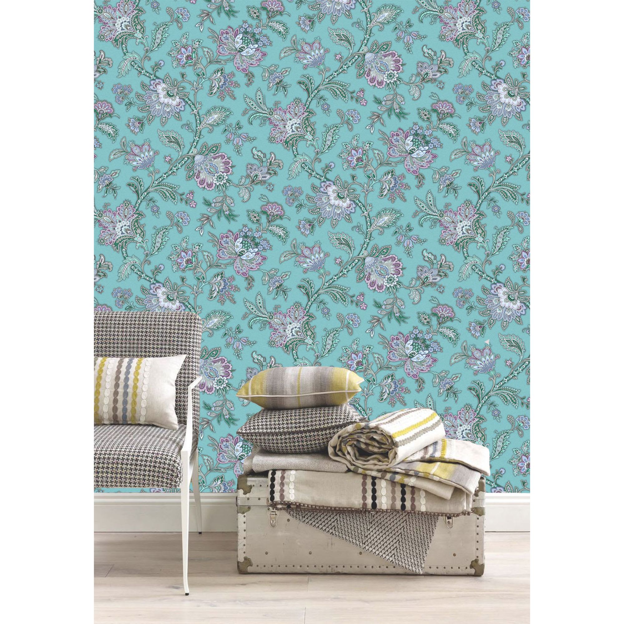 17145960 Обои бумажные голубые 0.53 м 4097-82 (С6К) Финифть Santreyd  - Вид №4