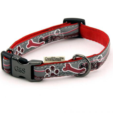 ПР0043628 Ошейник для собак светоотражающий 20х350-550мм нейлон красный Great&Small 