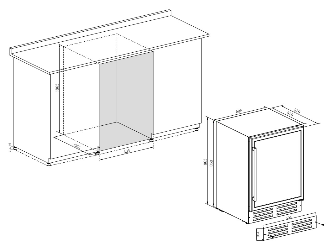 5360100 Винный шкаф Temptech WPQ60SCS серебристый STDN-0034432 - Вид №6
