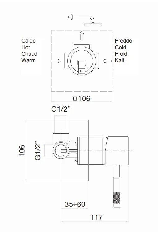 RI880101010 Смеситель для душа Webert Rimini - Вид №1