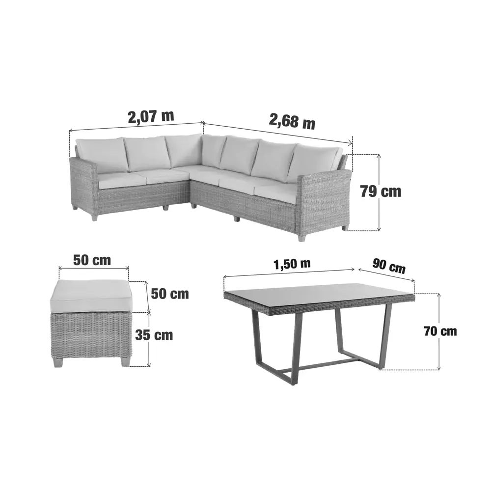 NATERIAL Medena - садовый комплект с диваном, столом и пуфами 87082127 STLM-1464576 - Вид №19