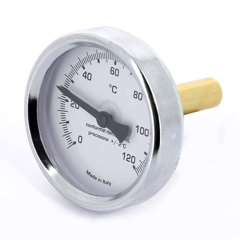 Термометр биметаллический 63 мм 120° EMMETI с погружной гильзой 50 мм 610612 - Вид №1