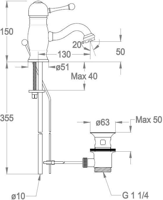 Fir Italia Смеситель для умывальника, однорычажный Melrose 70 sun-id-1513328 - Вид №8