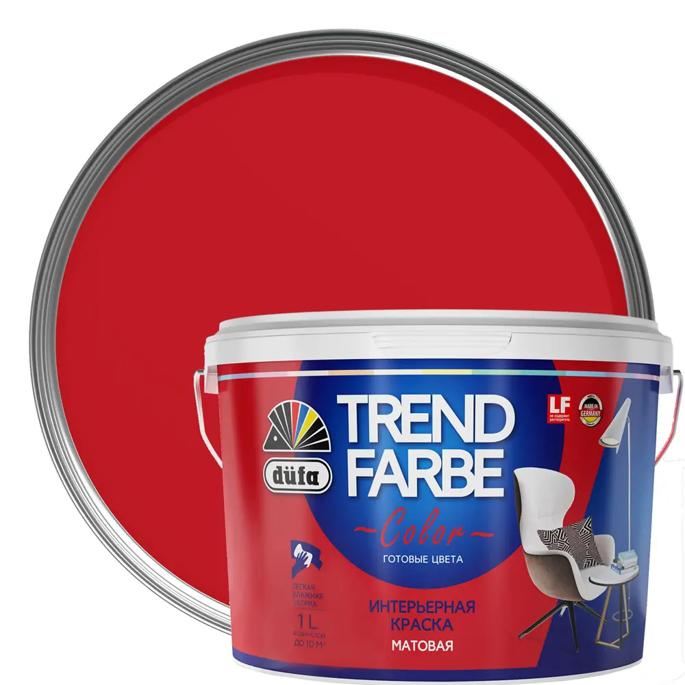 Краска для стен и потолков Trend Farbe цвет Ализариновый красный 1 л 81970788 STLM-2056676 Dufa 