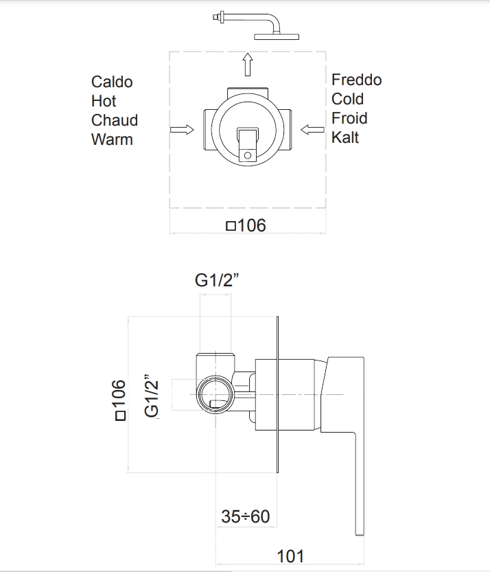 100NN7515 Смеситель для душа , черный Fiore Kube - Вид №2