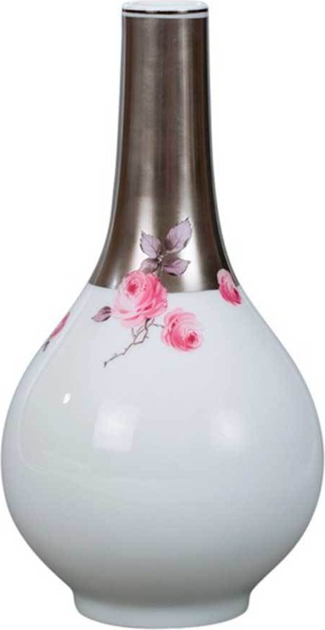 1045472 Meissen Ваза 16см "Пурпурная роза" (платина) Фарфор 