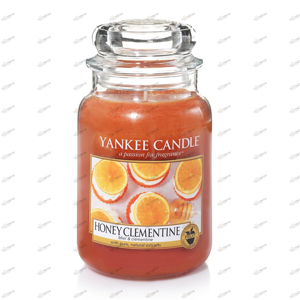 Свеча большая в стеклянной банке "Медовый клементин" Honey Clementine 623 гр 110-150 часов YANKEE CANDLE  267841 Оранжевый 