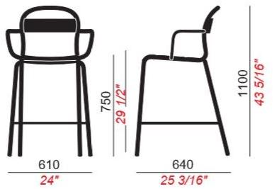 COLOS Высокий штабелируемый табурет из листового металла с подлокотниками Stecca sun-id-1381347 - Вид №3