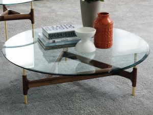 Porada Низкий круглый журнальный столик из хрусталя Iron