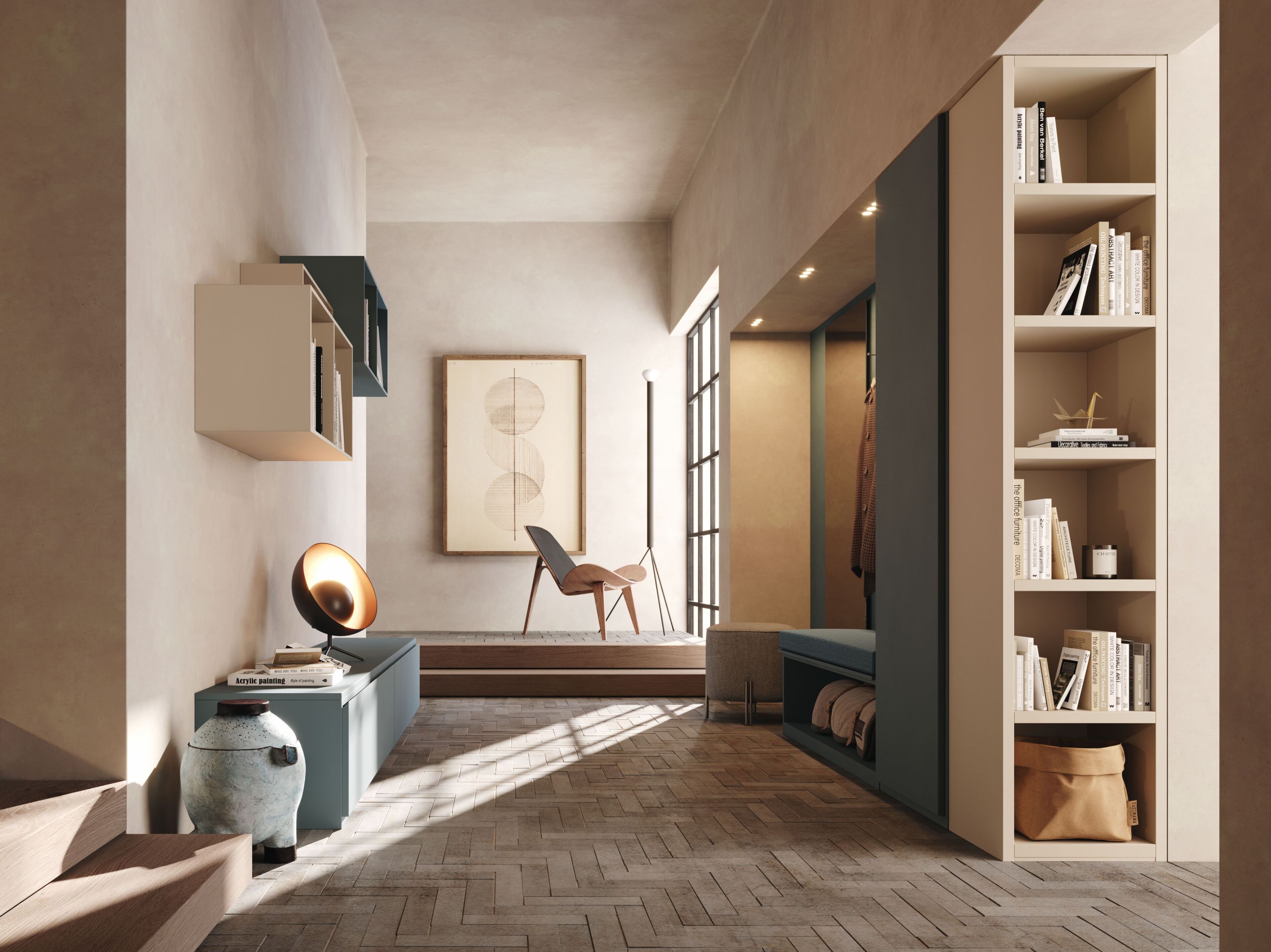 Деревянная секционная прихожая с зеркалом Giessegi день за днем ARCH-00149896 - Вид №2