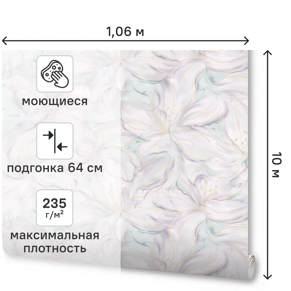Обои флизелиновые Wallsecret Blanche мятные 1.06 м 8935-27 89389743 STLM-2197661 - Вид №2
