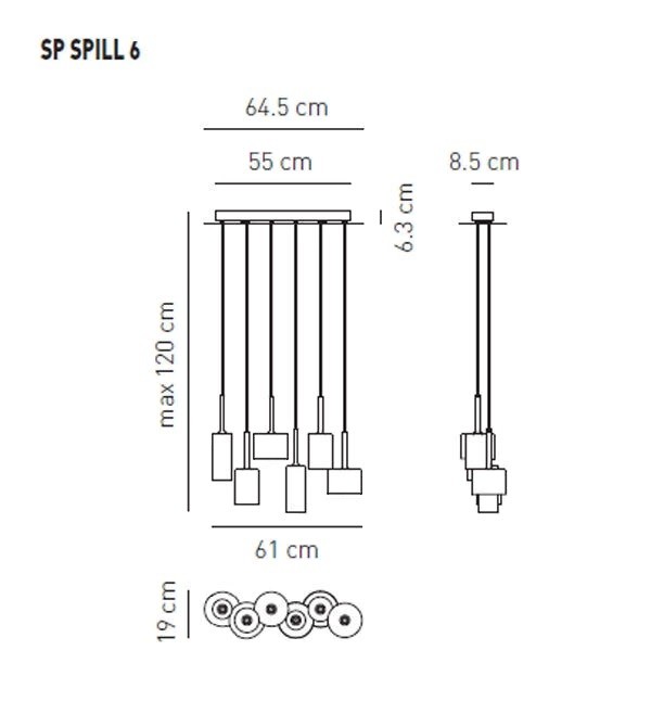 Axo Light SPSPILL6GRCR12V люстра подвесная Spillray 91368 - Вид №3