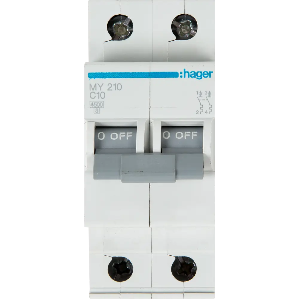 Автоматический выключатель Hager MY210 1P N C10 А 4.5 кА STLM-2174073 - Вид №1