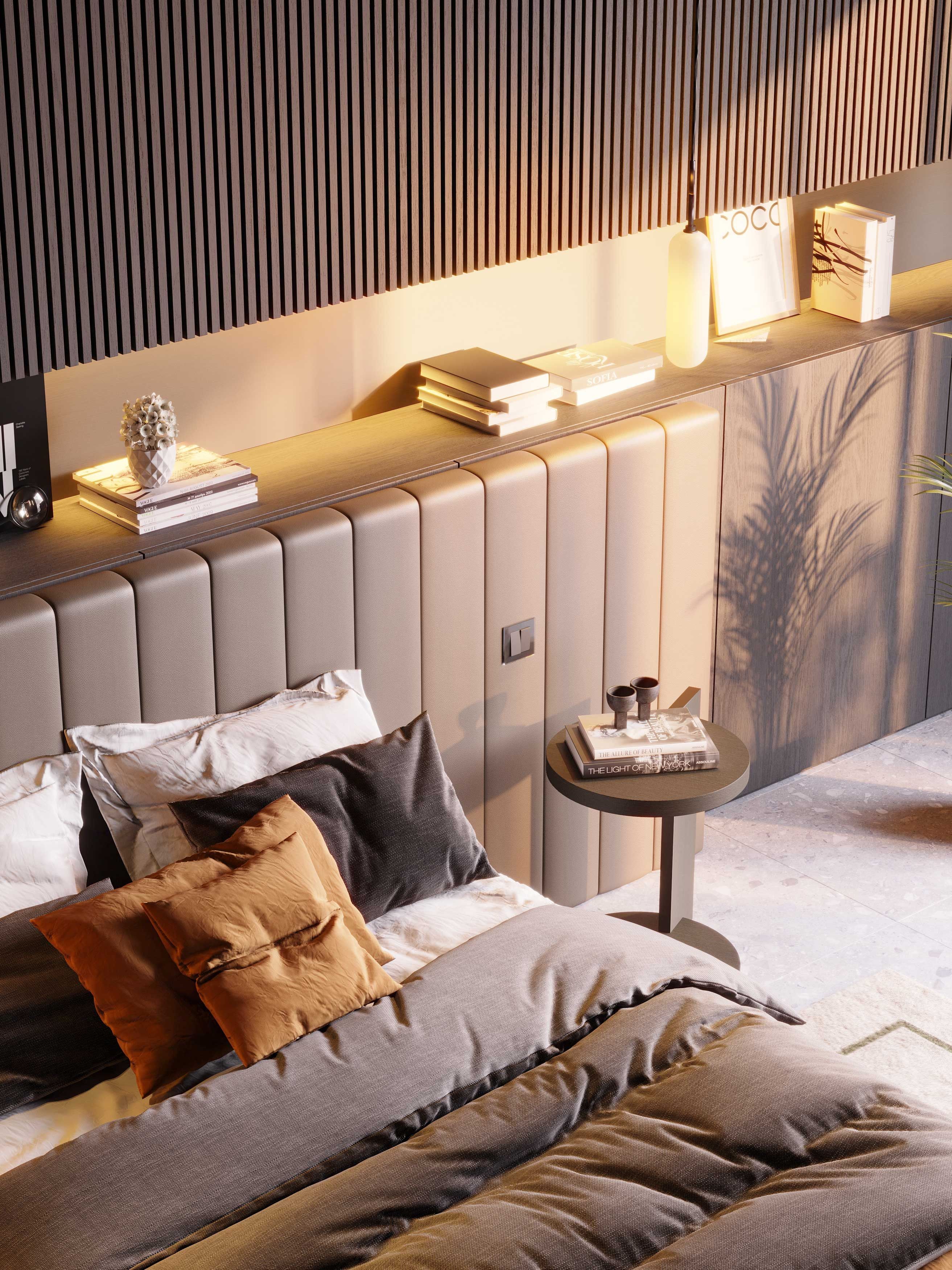 Двуспальная кровать из искусственной кожи с мягким изголовьем Stylish Club Милан ARCH-00078798 - Вид №7