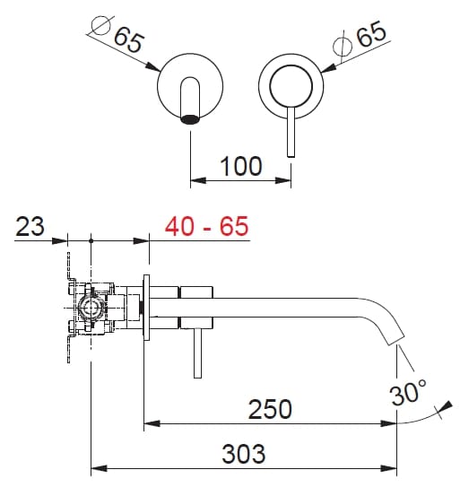 Настенный смеситель для раковины из нержавеющей стали с 2 отверстиями BEAMTECH Level ARCH-00023099 - Вид №3