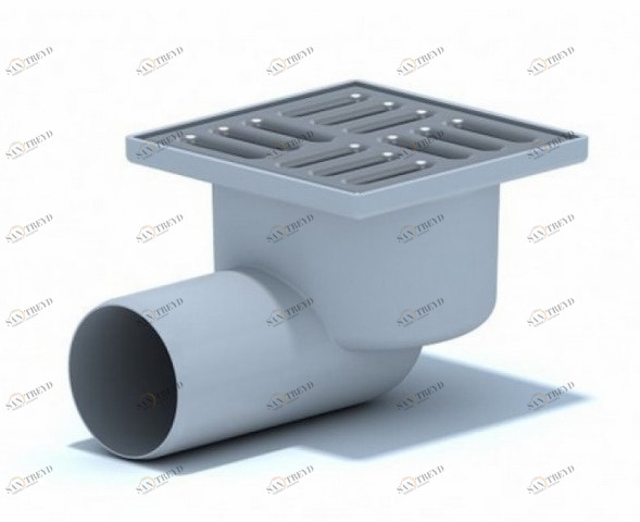 Трап горизонтальный нерегулируемый с выпуском 50мм, с пластиковой решеткой 100х100 мм ТА 5104 АНИ пласт 7195
