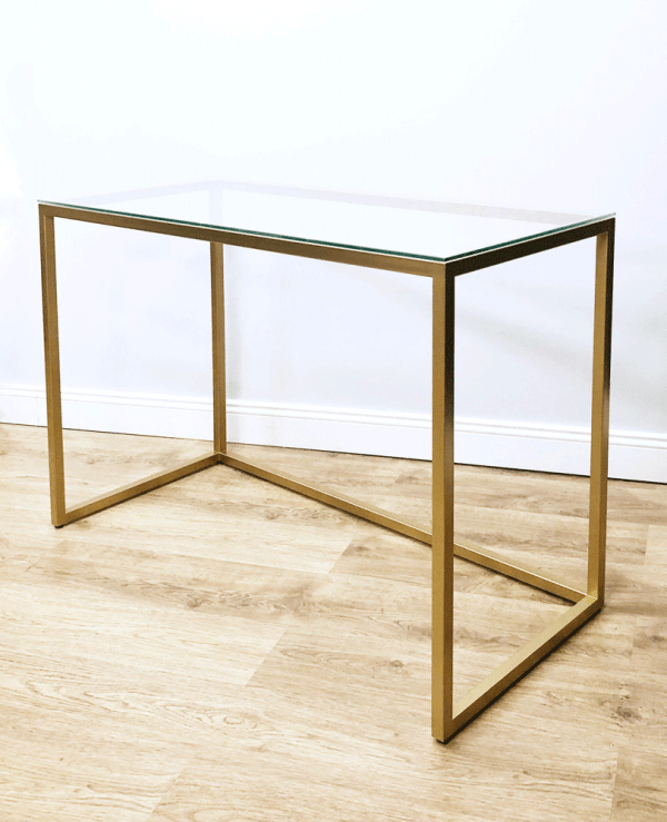 Письменный стол стеклянный с золотым основанием 120 см FOR MISS  263960 Золото  - Вид №3