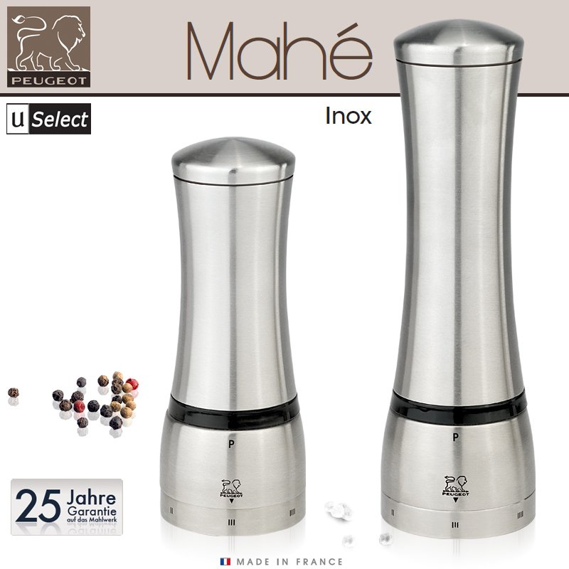 Мельница стальная для соли 21 см хром Mahe PEUGEOT ДИЗАЙНЕРСКИЕ 00-3952161 Хром  - Вид №1