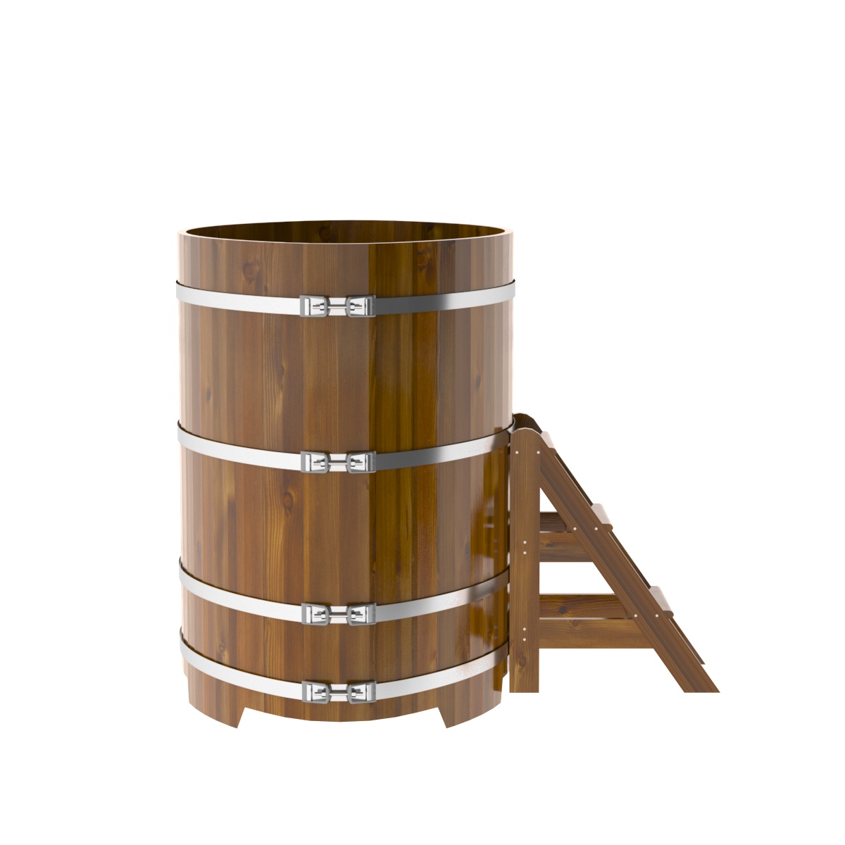 2285 Купель овальная из лиственницы Рустик 1,02х1,68х1,4 морёная Alyarus  - Вид №3