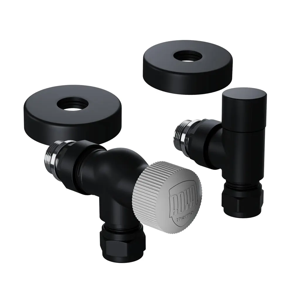 Термостатический комплект для радиатора осевой Royal Thermo Design Pro 1/2" латунь цвет черный 89423319 STLM-2042939  - Вид №1