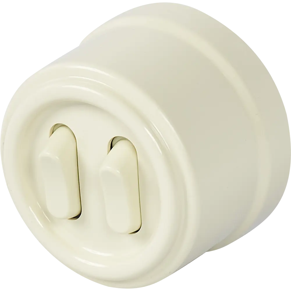 Выключатель двухклавишный Electraline проходной, цвет слоновая кость 84229200 Лофт STLM-0047233