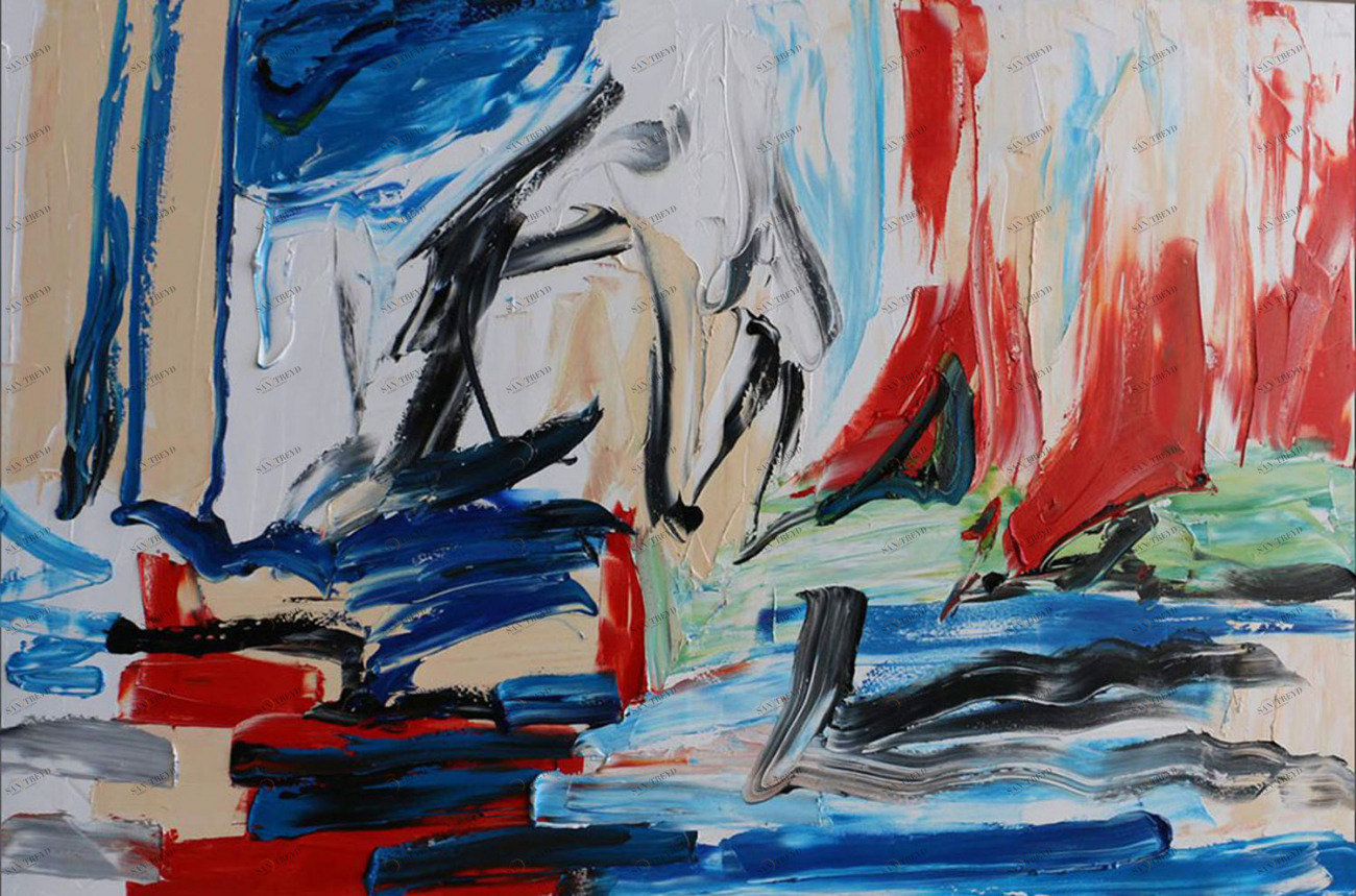 Картина на холсте 100х100 см "Граффити - 4" EVENHOME КАРТИНЫ МАСЛОМ 130089 Голубой;красный;синий;разноцветный 