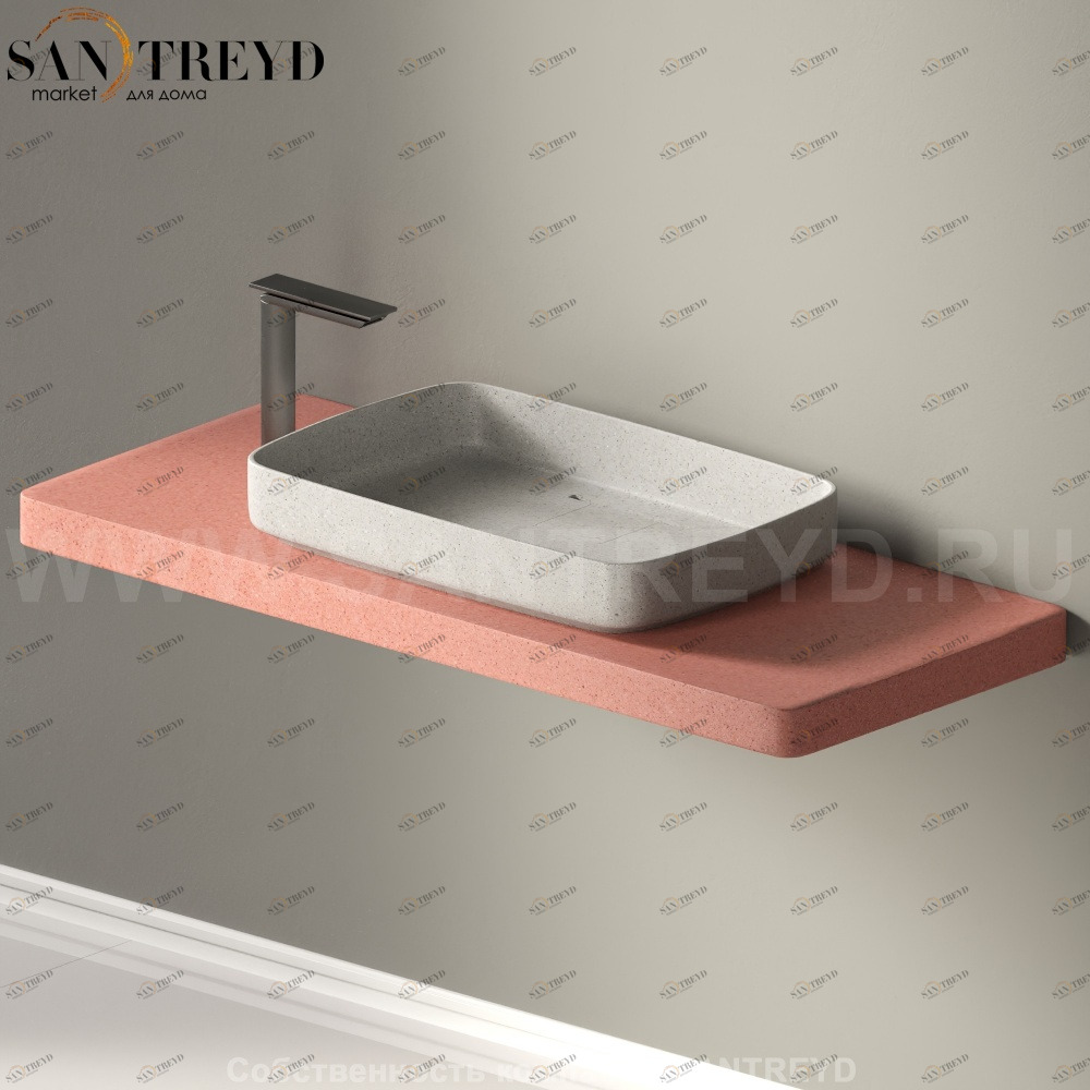 Столешница под раковину PETRA из декоративного бетона розовая Agape ACER093730