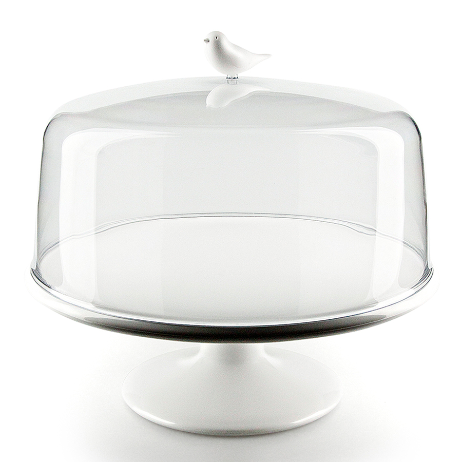 QL10237-WH Подставка для сладостей sweet tweet с крышкой, большая, белая Qualy 