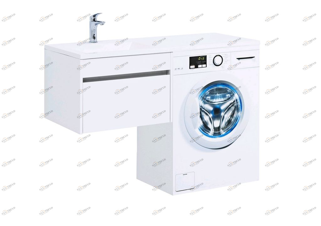 Тумба с раковиной Aquanet Токио 120 L белый (подвесная, 1 ящик) 0023691600235499