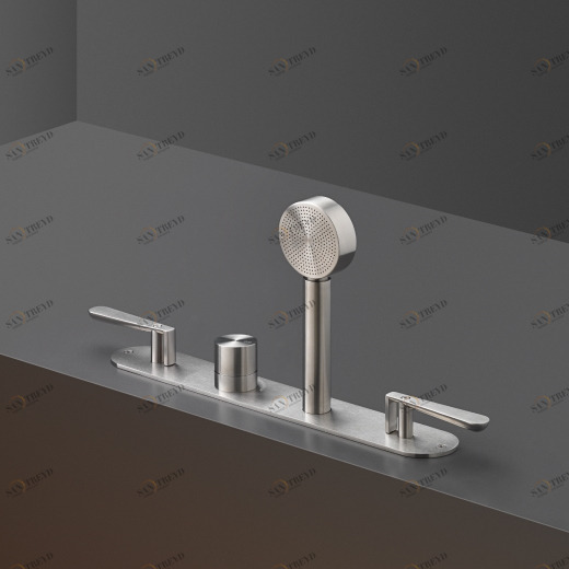 колесный диск установлен термостатический смеситель набор с двойной ручкой и выдвижным круглым ручным душем диаметр 70 мм  LTZ34 CEADESIGN 