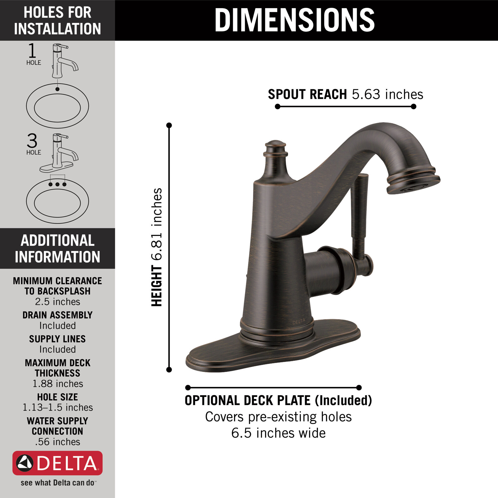 15777LF-RB Смеситель для ванной с одной ручкой Delta Faucet Mylan Венецианская бронза  - Вид №2