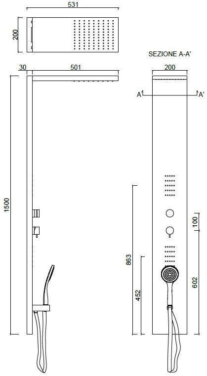 Rubinetteria Giulini Термостатическая душевая стойка с душевой лейкой Myring F1629 - Вид №2