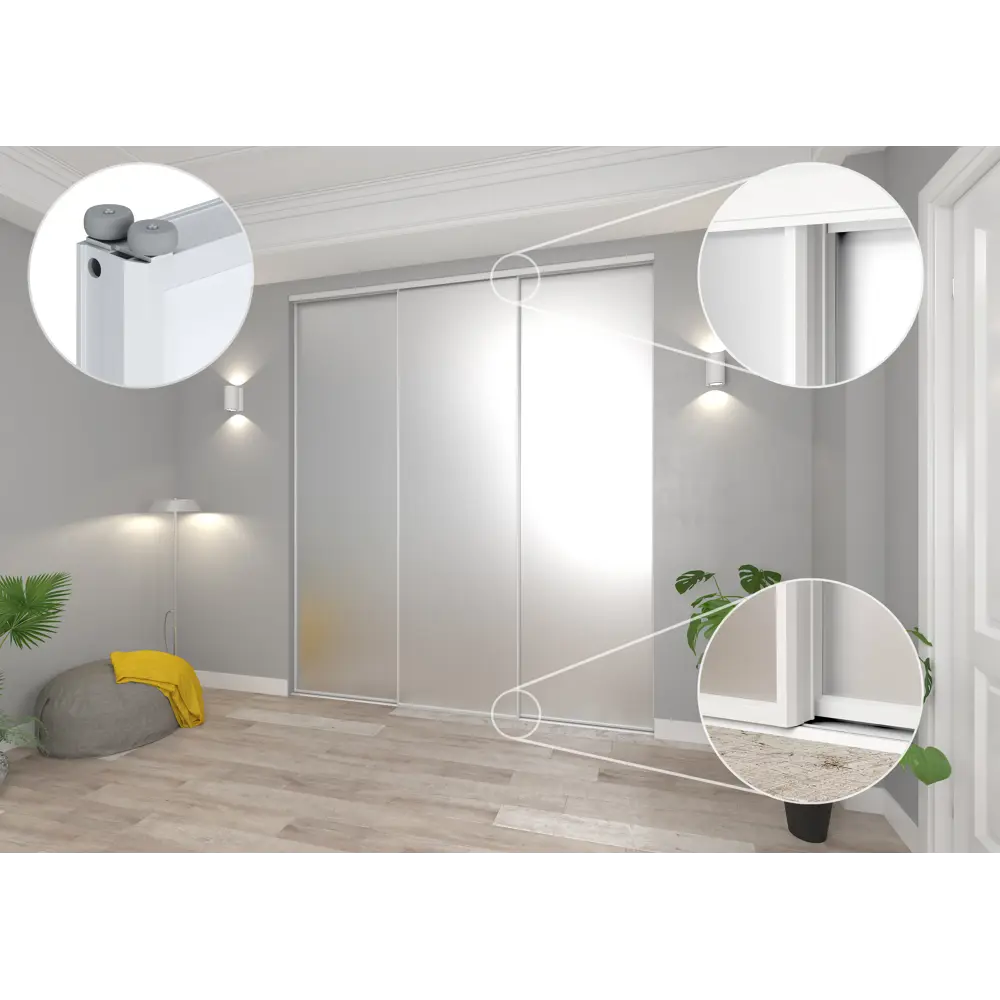 Дверь-купе KONSENSA 255.5x70.4 см с матовым зеркалом профиль белый узкий STLM-2121057 - Вид №12