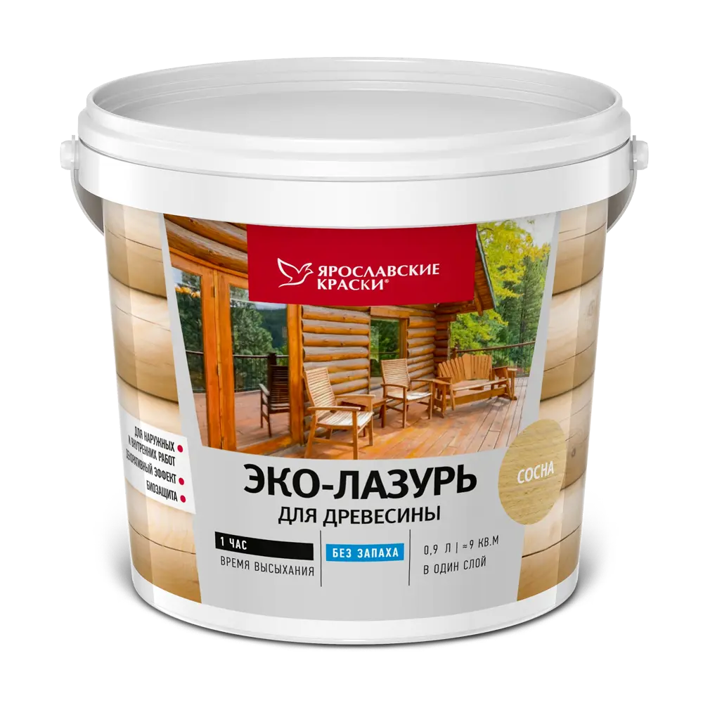 ЯРОСЛАВСКИЕ КРАСКИ Эко-Лазурь для дерева с защитой от плесени, цвет Сосна 0.9 л 83306821 STLM-0040313 - Вид №1