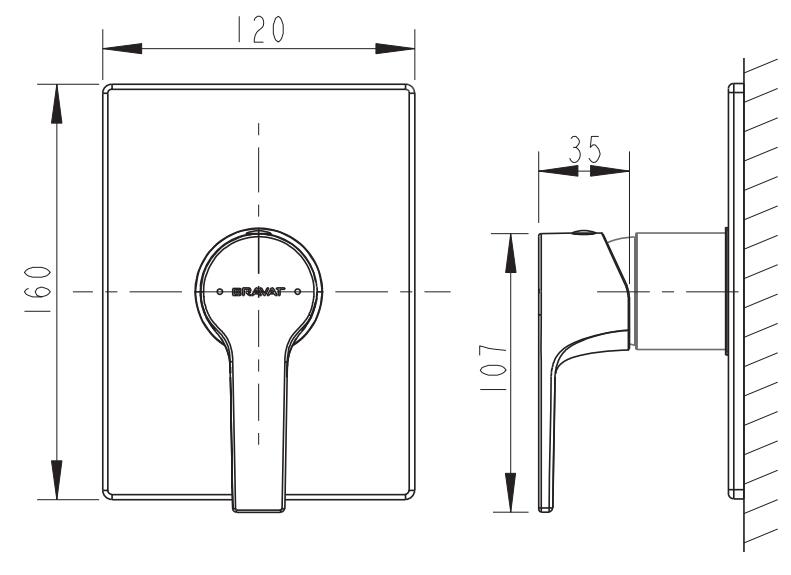 Смеситель встраиваемый в стену (1-функц.) PROLATE PB85179C-A-RUS bravat - Вид №1
