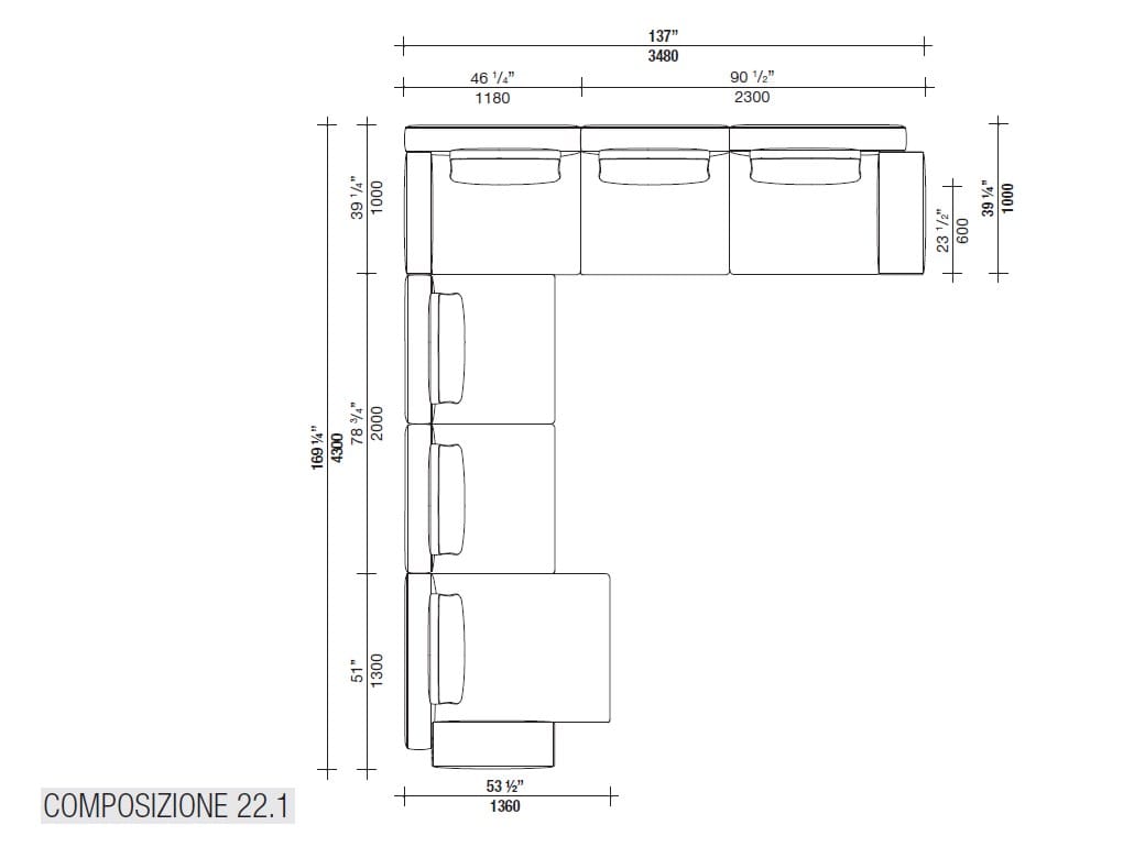 Угловой диван из ткани с полуостровом Lema Venise ARCH-00125173 - Вид №43