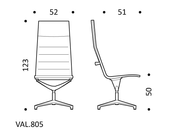 4-спицевое вращающееся офисное кресло с высокой спинкой ICF Valea ARCH-00001062 - Вид №3