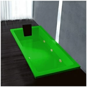 Ванна Gruppo treesse Quadra 170 V0727-SX-ZEZ зелёная с золотой фурнитурой гидромассажем прямоугольная встроенная левая