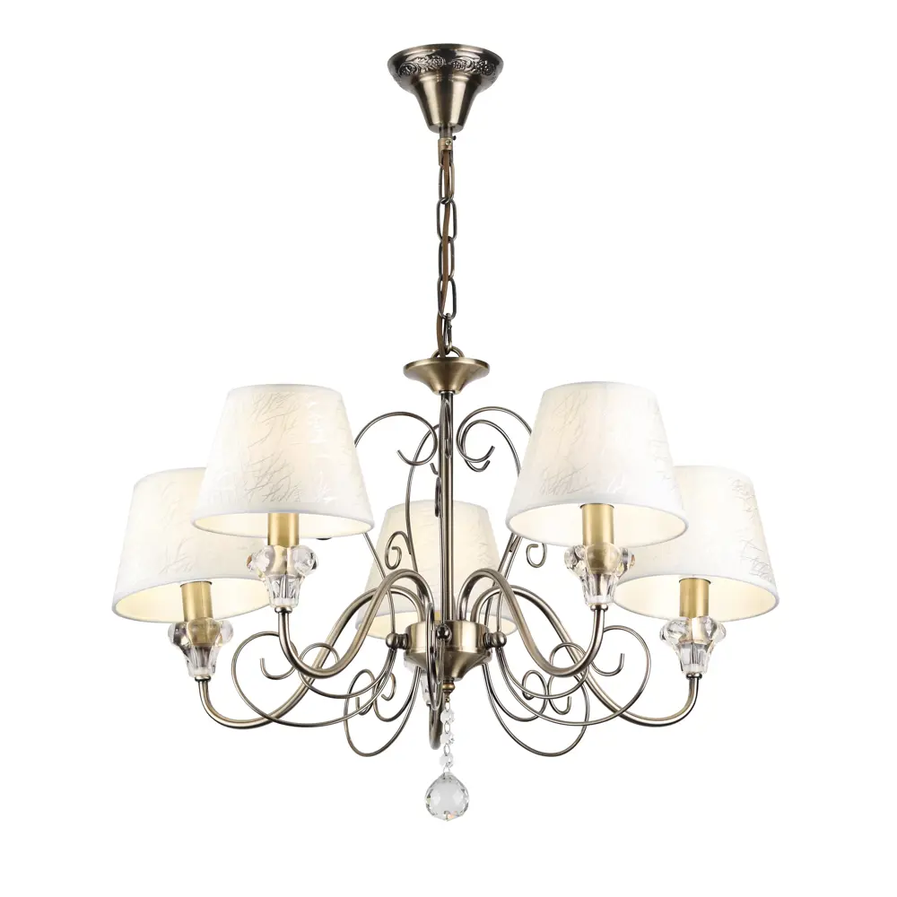 Люстра подвесная Stefania D2037-205, 5 ламп, 15 м², цвет бронза/белый Rivoli STLM-2013011