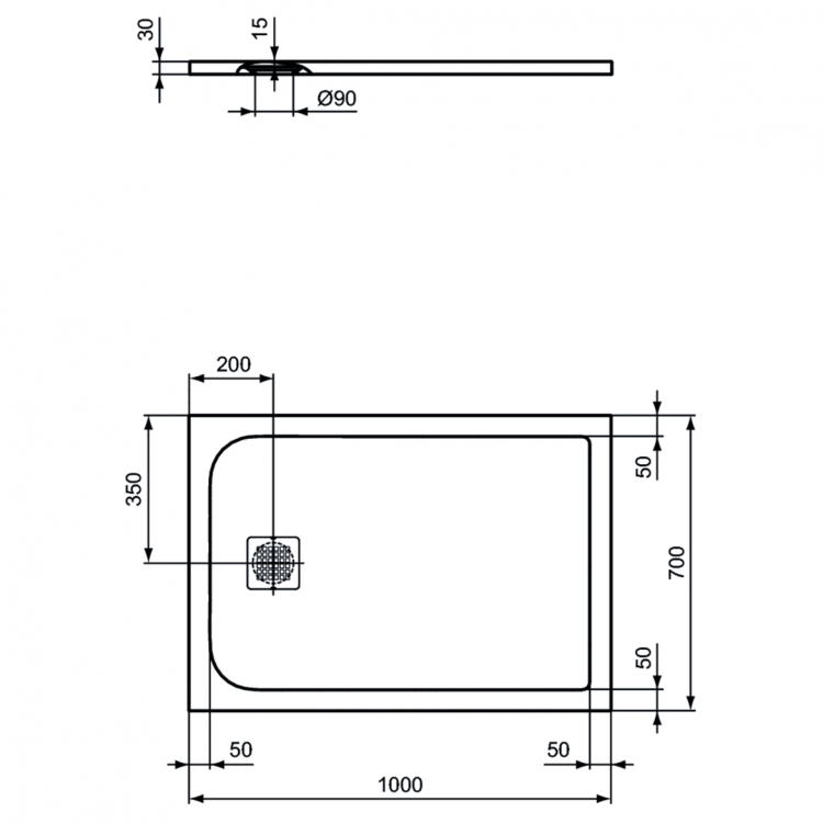K8218FS Душевой поддон 100х70 см Ideal Standard ULTRAFLAT S  - Вид №2