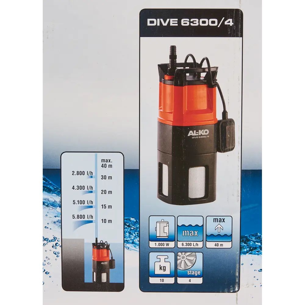 Насос садовый колодезный AL-KO DIVE 6300/4 Premium высота подъема 40 м, кабель 10 м, 6300 л/час STLM-2129826 - Вид №6