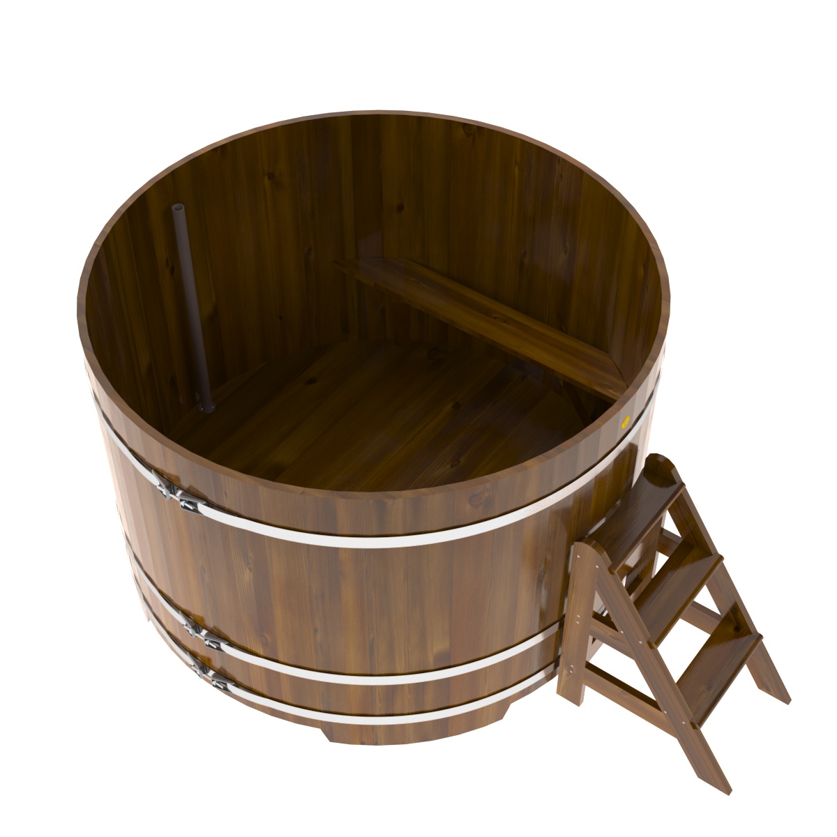 2242 Купель круглая из лиственницы Рустик d=1,80х1,2 морёная Alyarus  - Вид №2