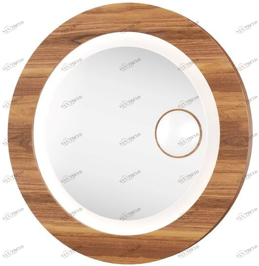 DWFI Круглое зеркало из шпона дерева со встроенной настенной подсветкой  00002149 