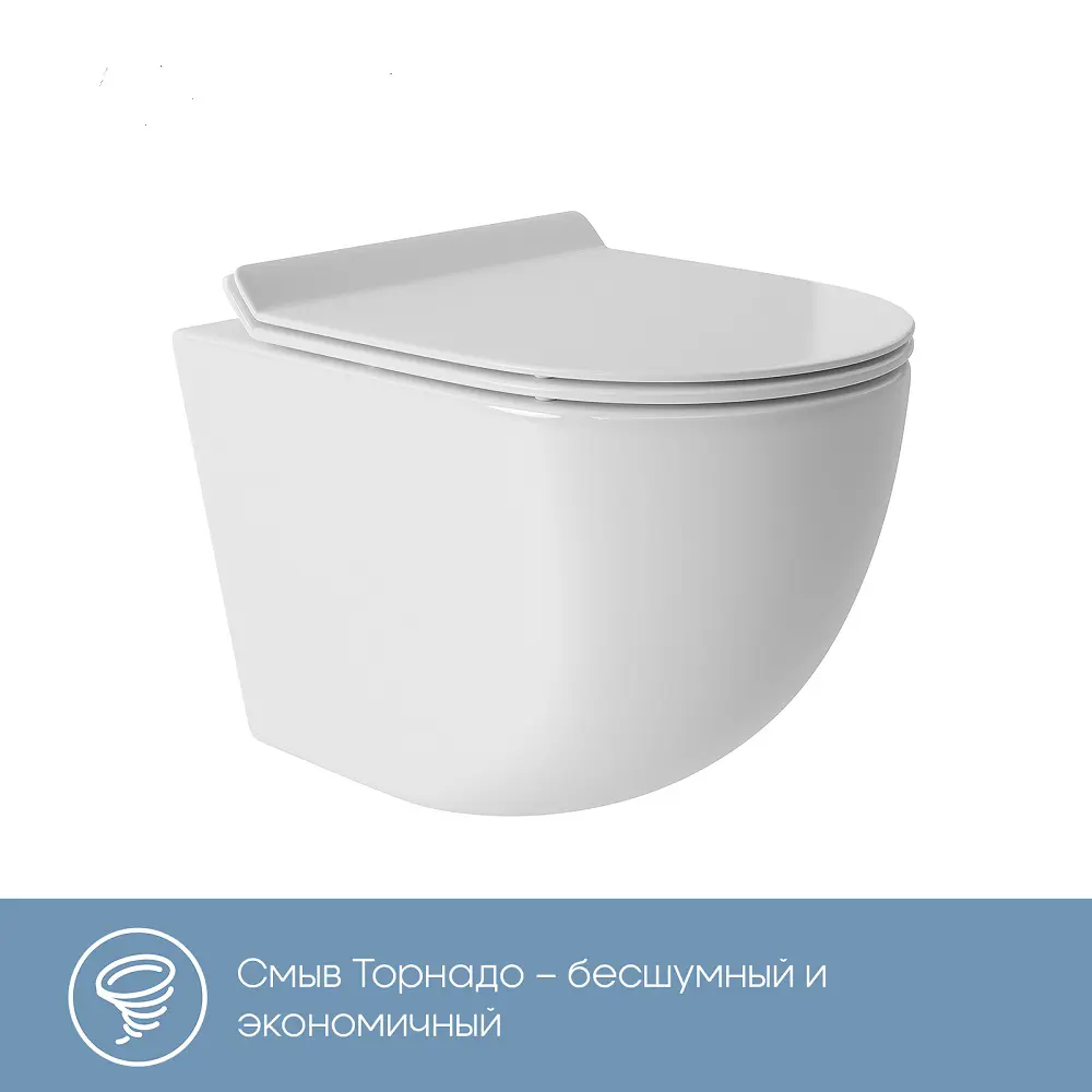 Комплект инсталляция с унитазом Tece Aqd Ovot S955203OV0110, с микролифтом, клавиша цвет белый 89389087 STLM-2181869 - Вид №2