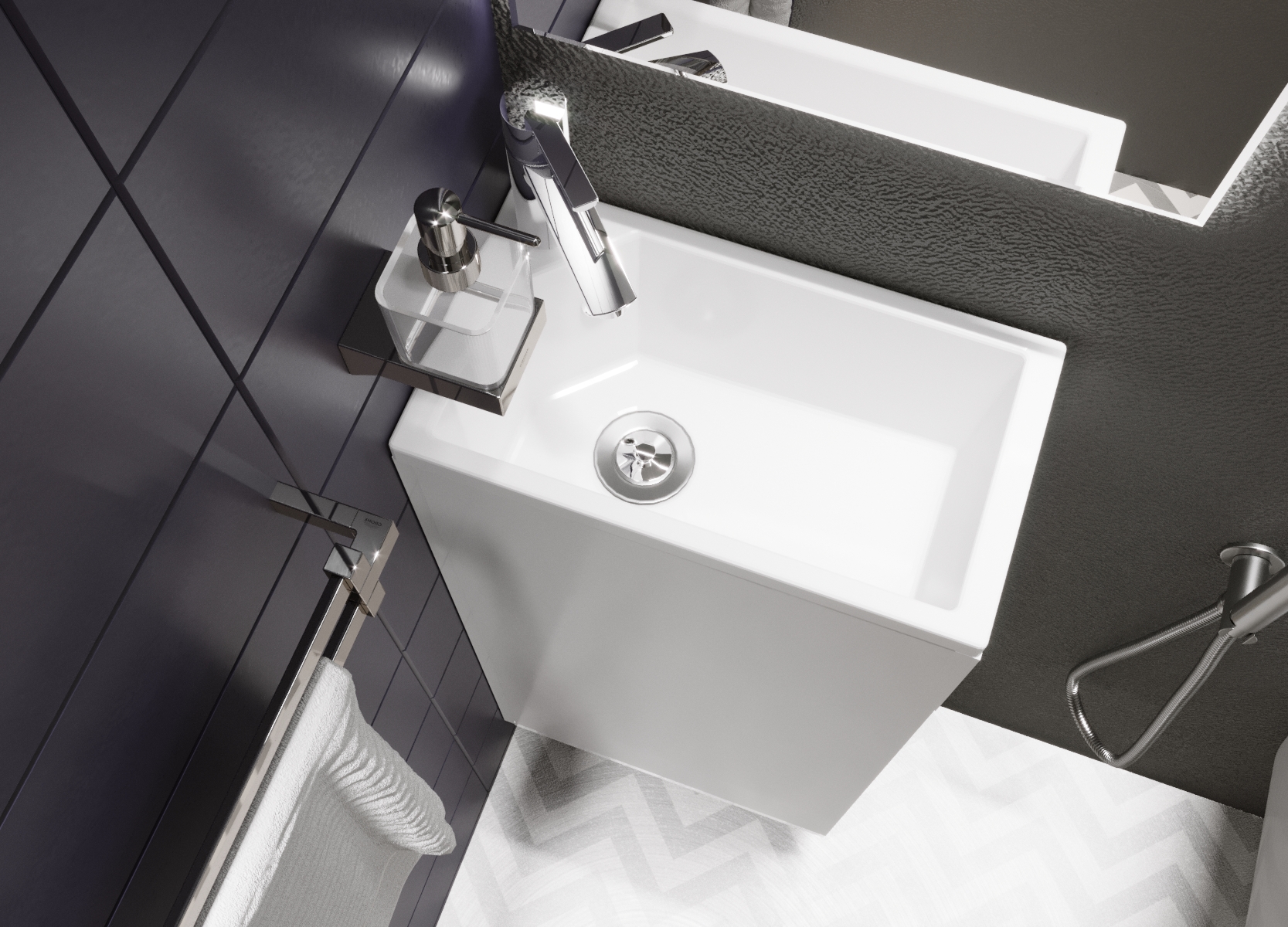 У85929 Тумба с раковиной Laura 40Н 1д. Белый глянец 1 Marka Laura